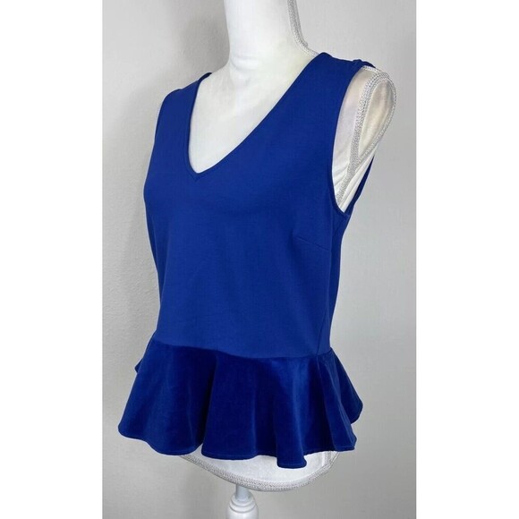 J. Crew Scuba Knit Velvet Peplum Royal Blue Sleeveless Top Size Small (4/6) - Picture 8 of 10